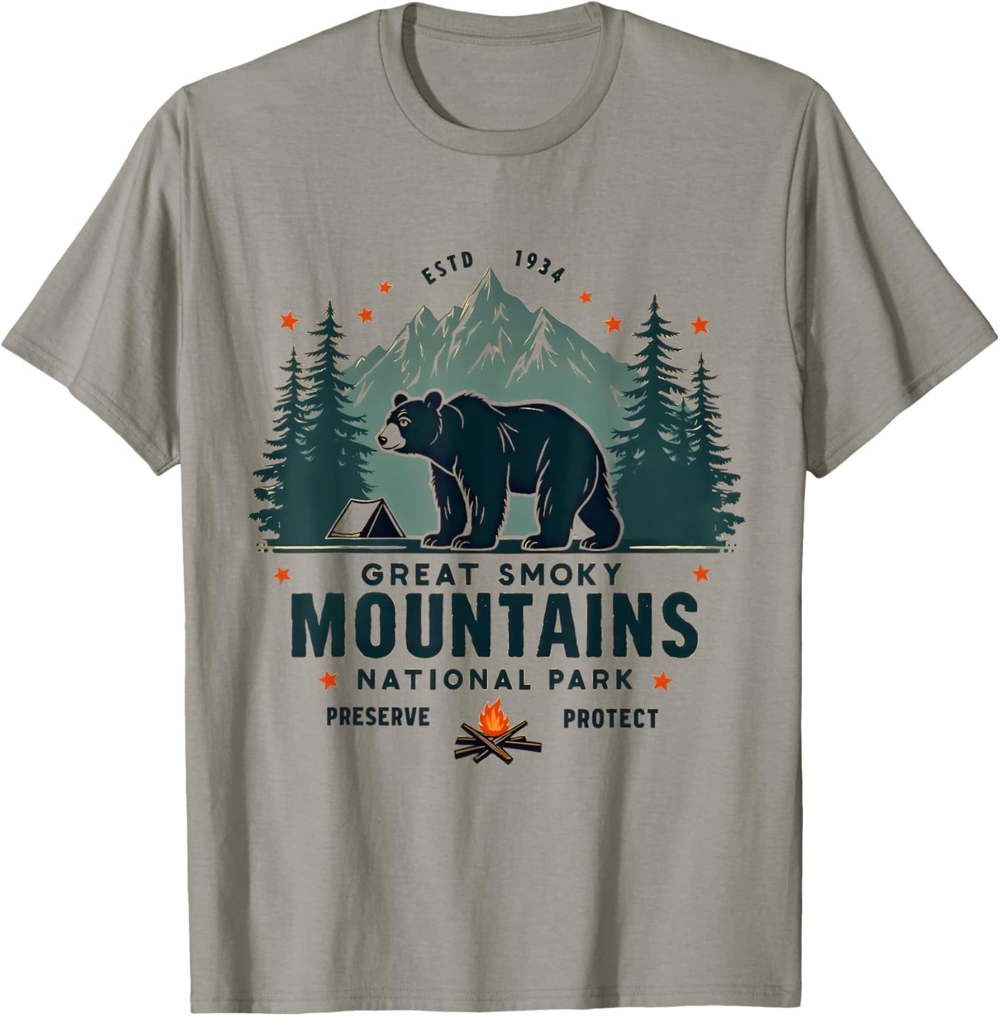 Great Park Smoky Mountains Bear Hiking Adventure T-Shirt - T-Shirt | Sand