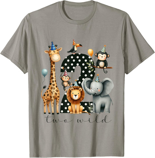 Two Wild Birthday Woodland Safari Jungle 2nd Birthday Boys T-Shirt - T-Shirt | Sand