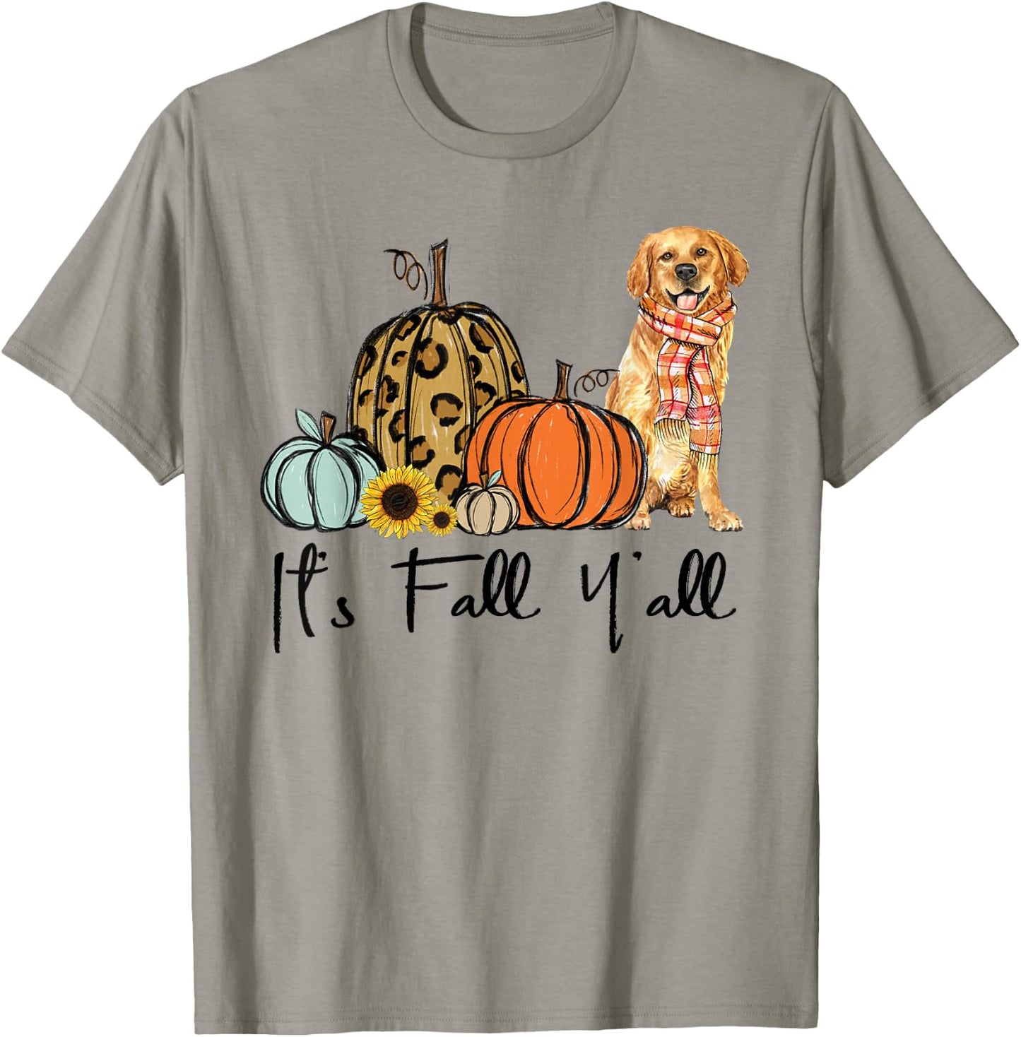 It's Fall Y'all Yellow Golden retriever Dog Leopard Pumpkin Women T-Shirt - T-Shirt | Sand