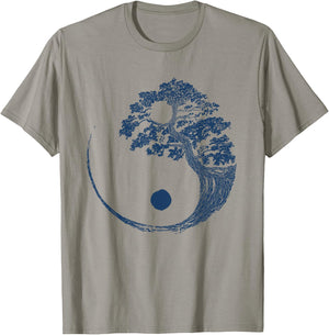 Yin Yang Blue Bonsai Tree Japanese Buddhist Zen Gift T-Shirt - T-Shirt | Sand