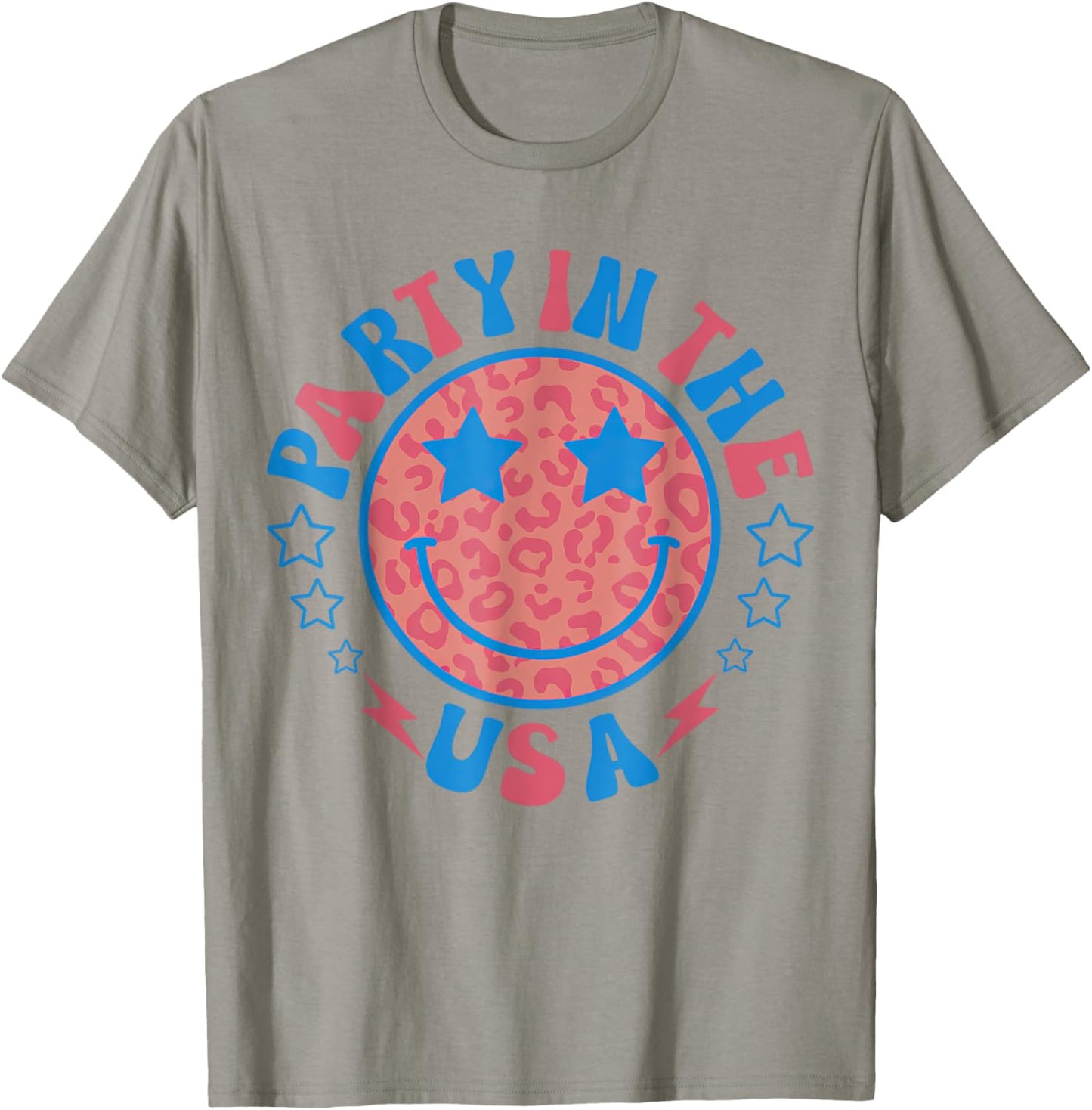 Party in the USA 4th of July Preppy Smile T-Shirt - T-Shirt | Sand