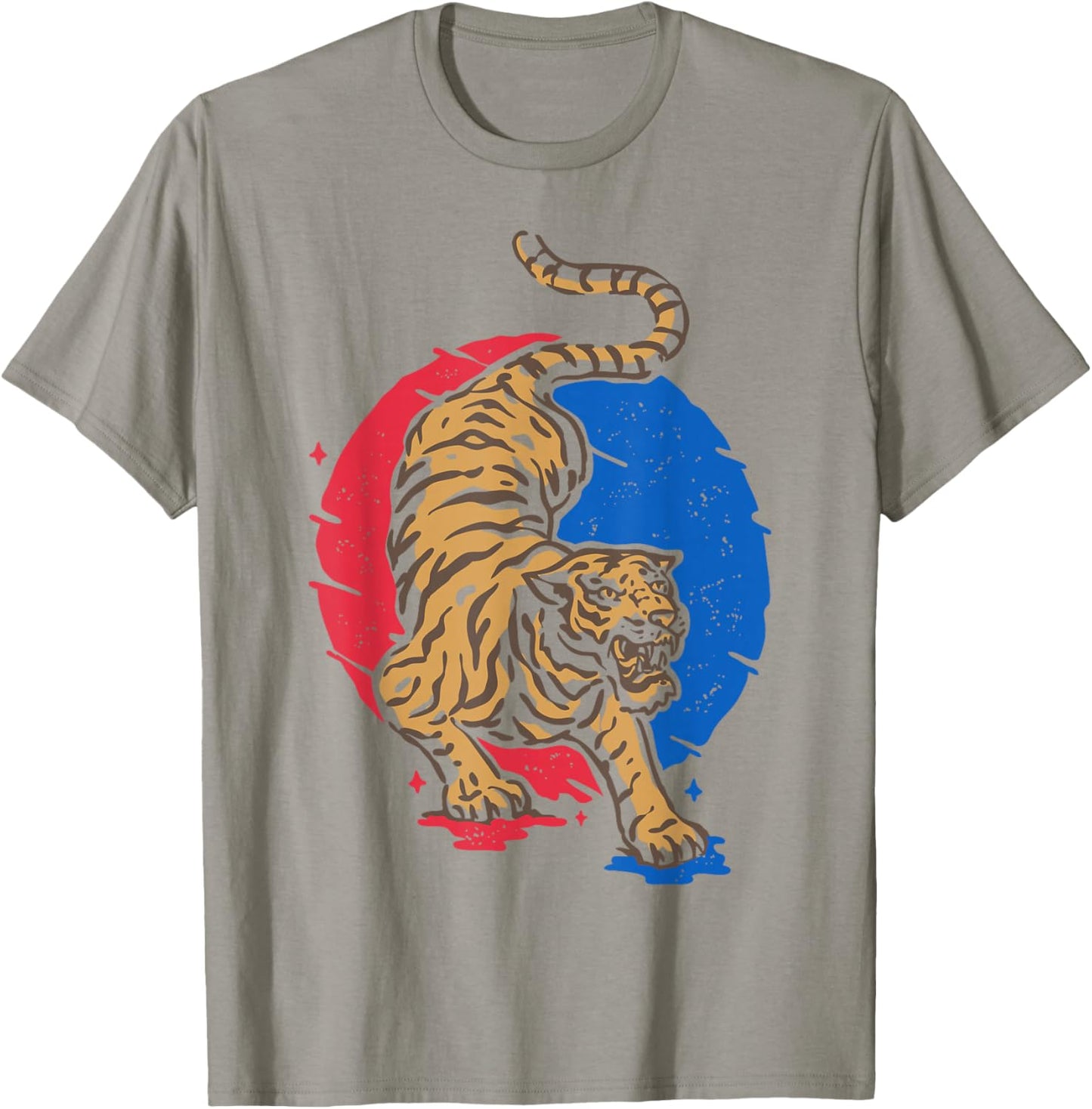Korea Tiger Illustration - Hangul South Korean Gift T-Shirt - T-Shirt | Sand
