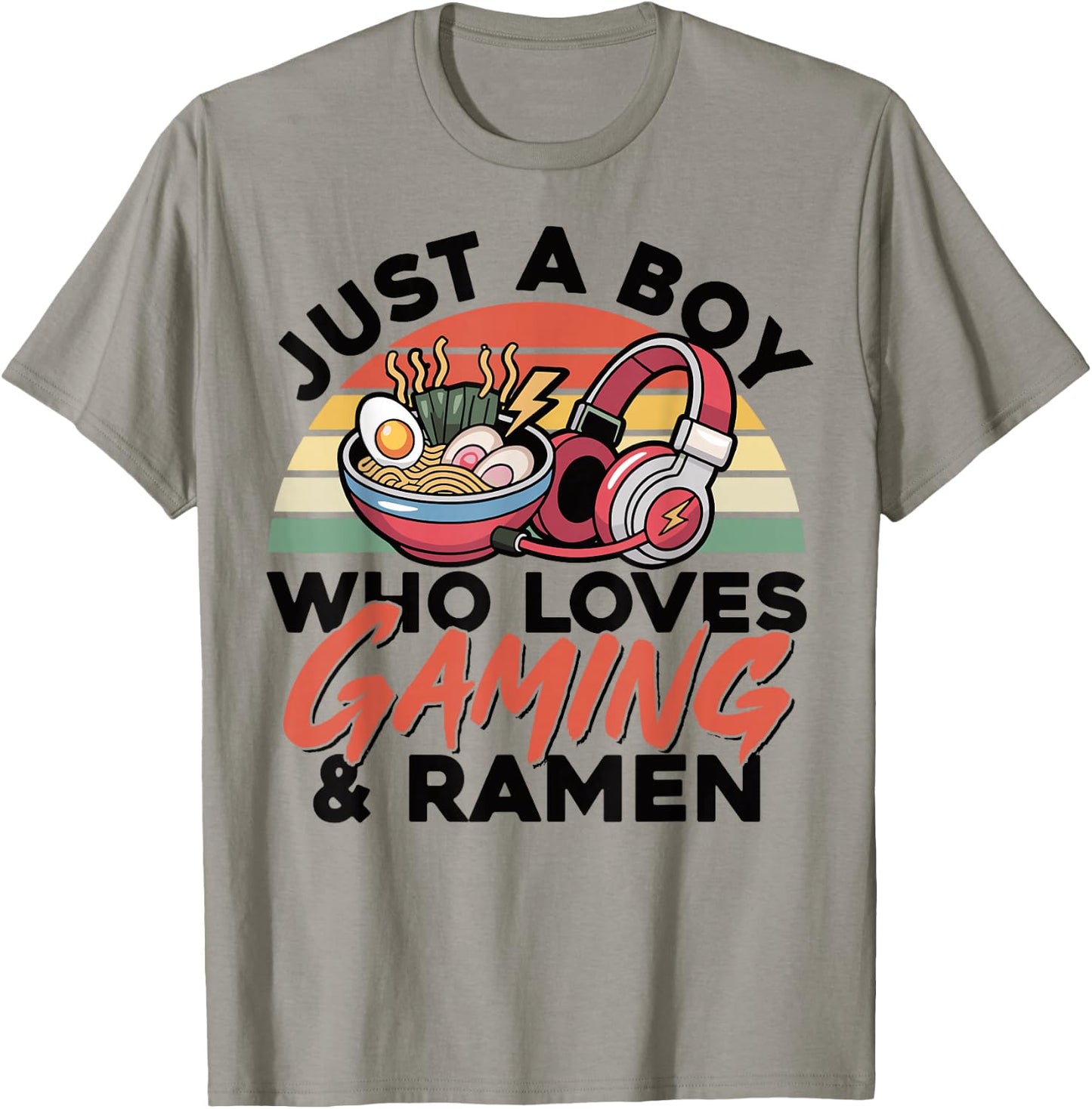 Gaming Just A Boy Who Loves Ramen Gaming Retro Gamer T-Shirt - T-Shirt | Sand