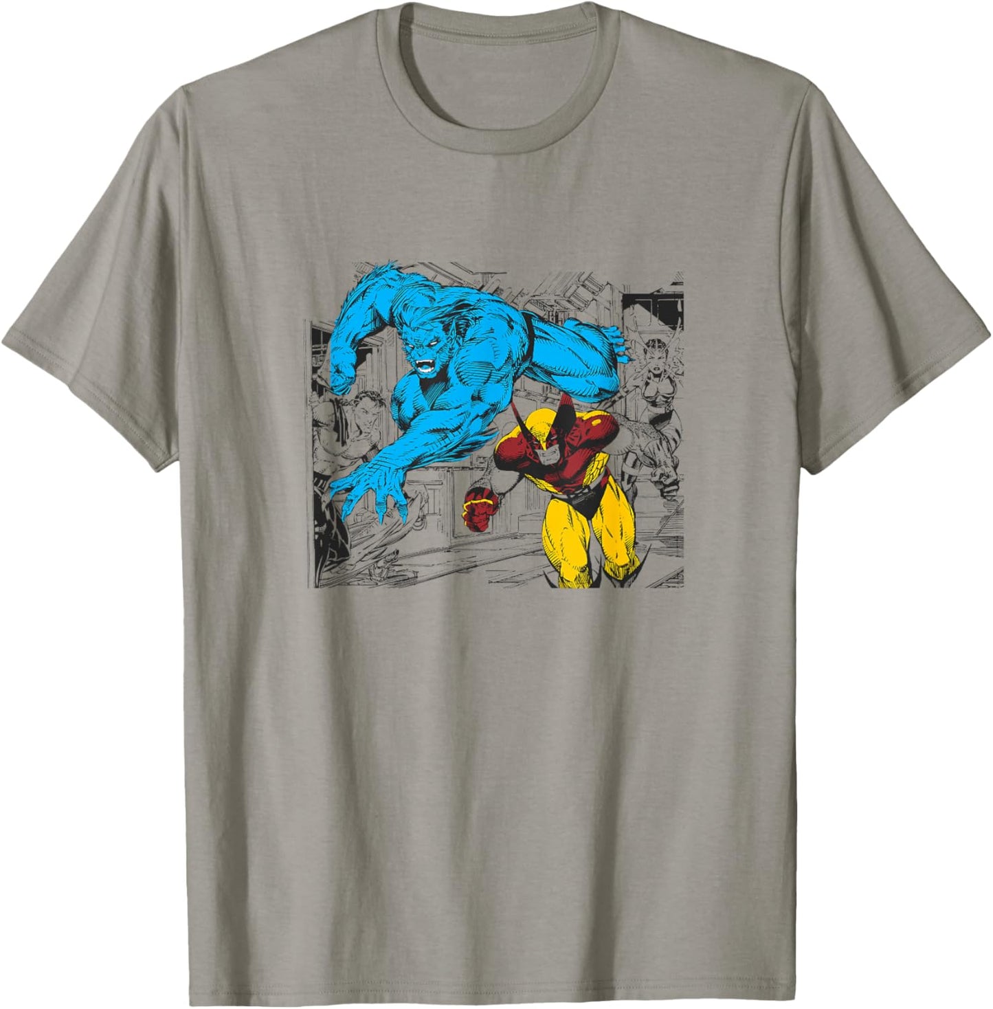Marvel X-Men Beast & Wolverine Feral Tag Team Retro T-Shirt - T-Shirt | Sand
