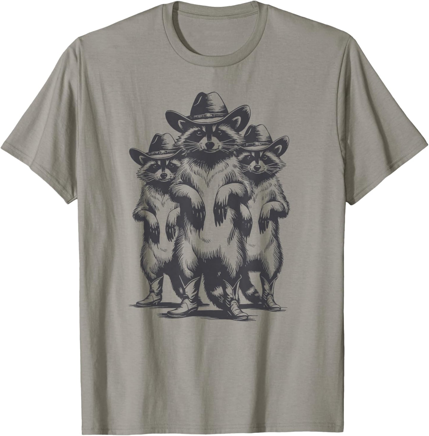 Vintage Racoon Trash Panda Cowboy Western Country Cowgirl T-Shirt - T-Shirt | Sand