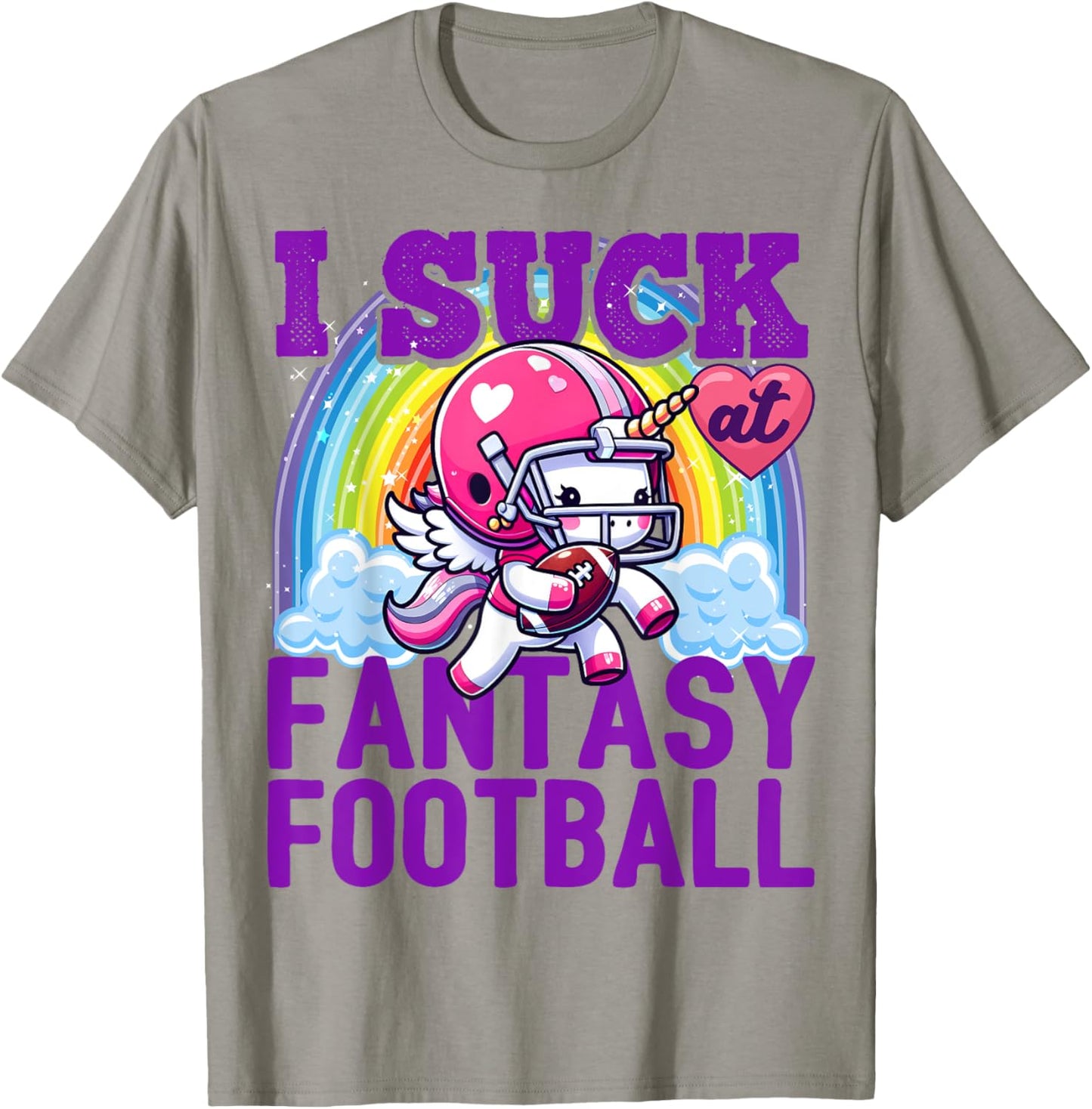 I Suck at Fantasy Football Unicorn Rainbow Loser Men T-Shirt - T-Shirt | Sand