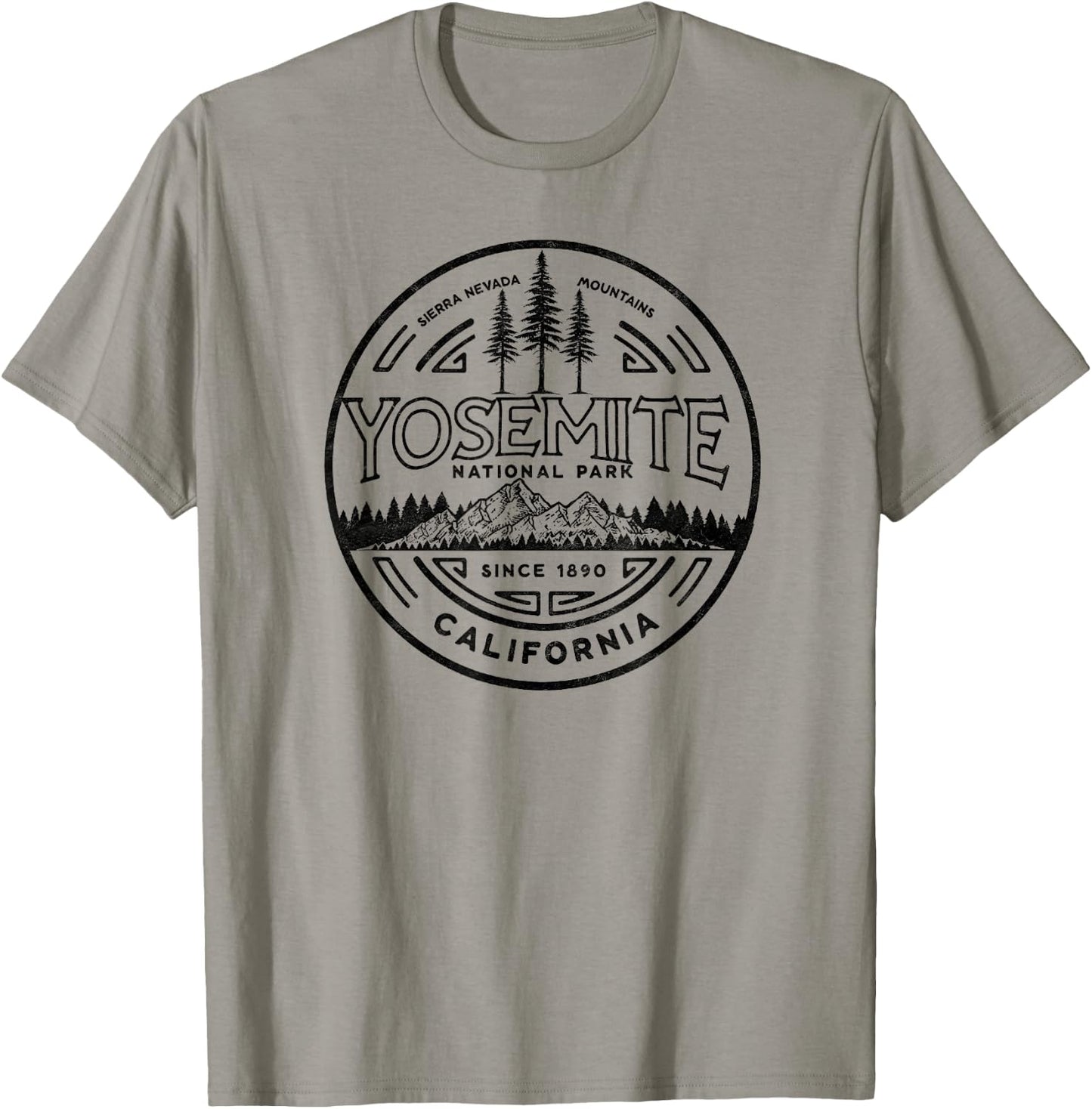 Yosemite National Park Distressed Minimalist Design T-Shirt - T-Shirt | Sand