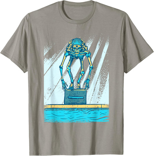 Competition Swimming Skeleton Swimmer T-Shirt - T-Shirt | Sand