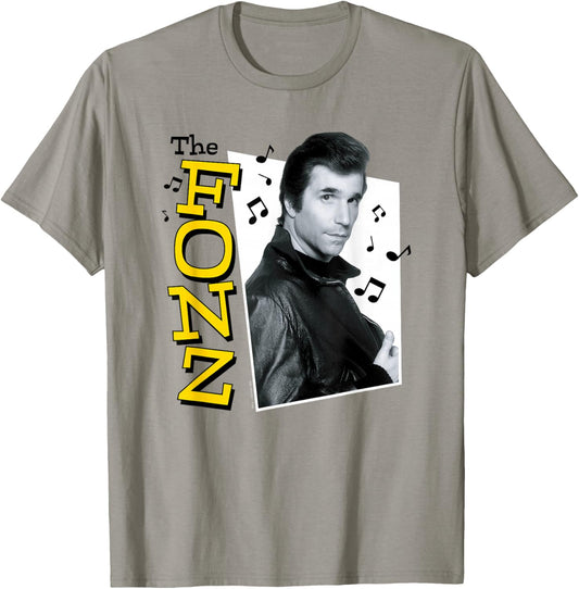 Happy Days - The Fonz Music Notes T-Shirt - T-Shirt | Sand