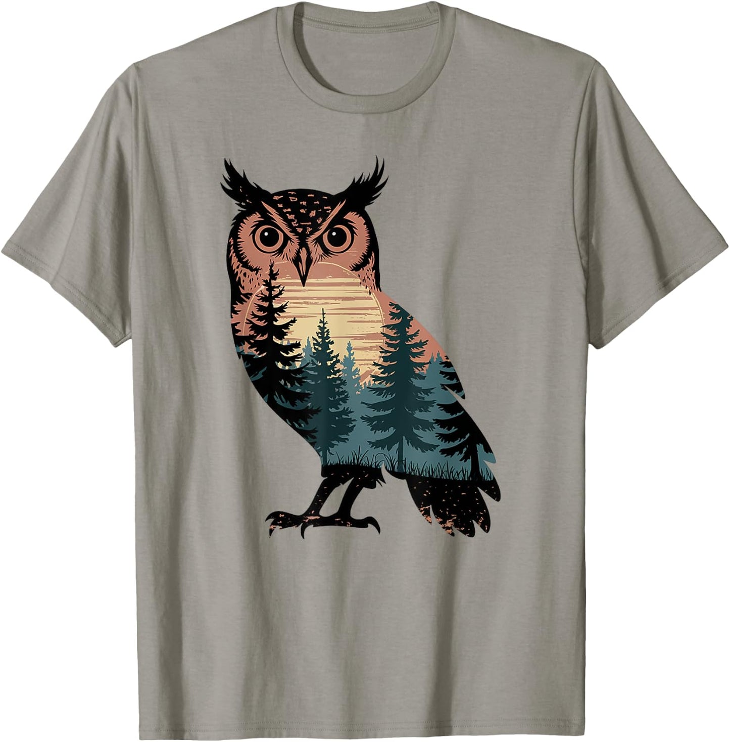 Owl Hunting Hiking Outdoor Camping Forest Men Women Owl T-Shirt - T-Shirt | Sand