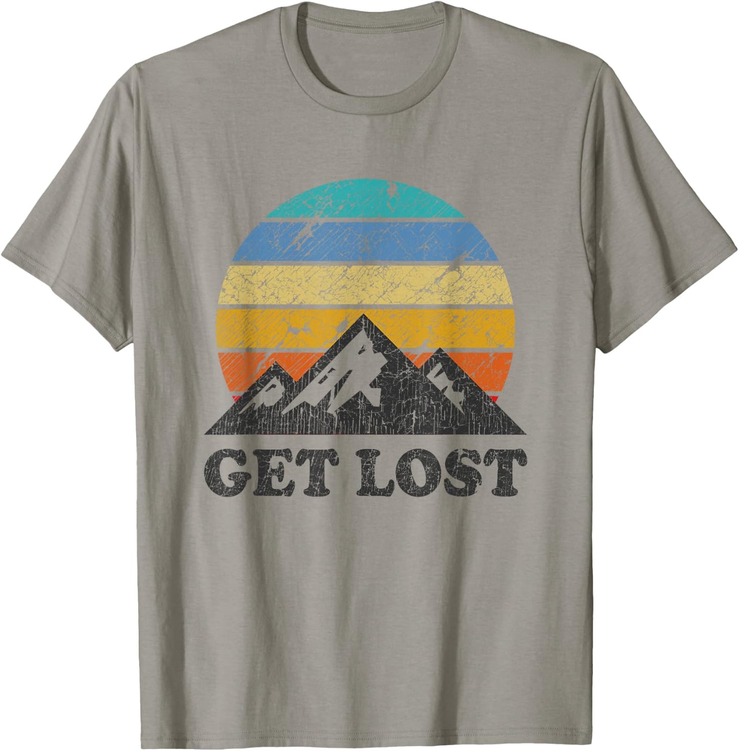 Vintage Car Hiking - Retro Sunset Mountain Walker T-Shirt - T-Shirt | Sand