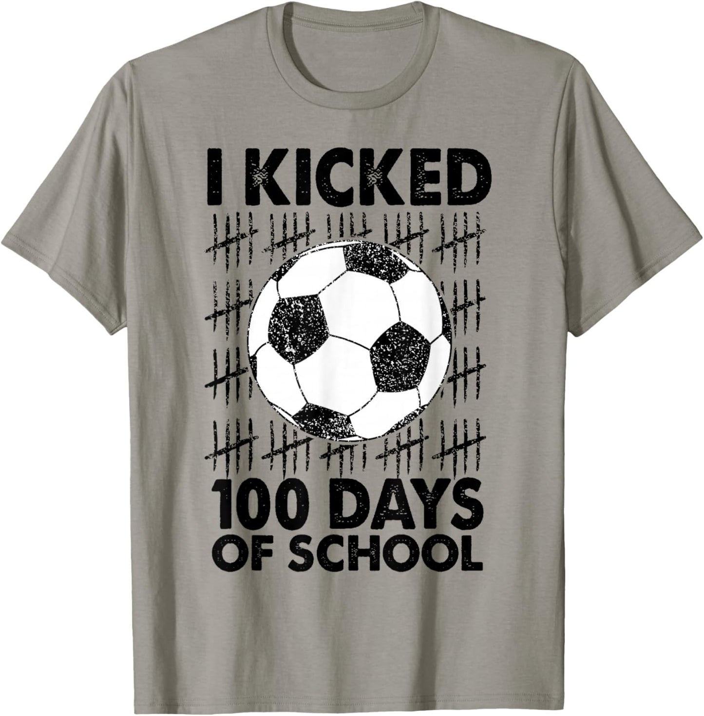 I Kicked 100 Days of School Soccer 100th Day Sport Kids Boys T-Shirt - T-Shirt | Sand