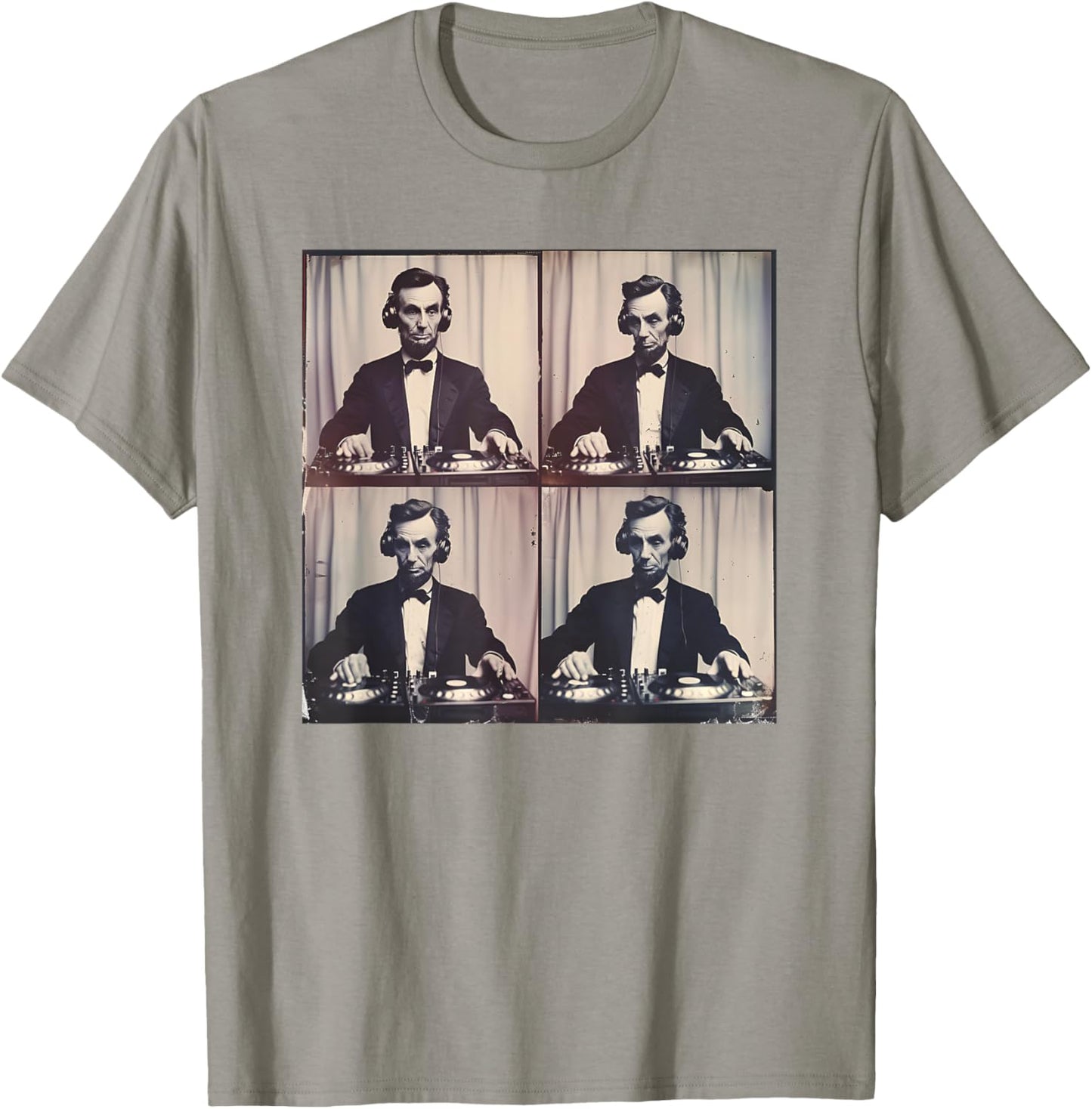 Abraham Lincoln on Turntables DJ Abe Lincoln Patriotic Music T-Shirt - T-Shirt | Sand