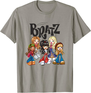 Bratz Dolls Vintage Style Group Shot Big Chest Poster T-Shirt - T-Shirt | Sand