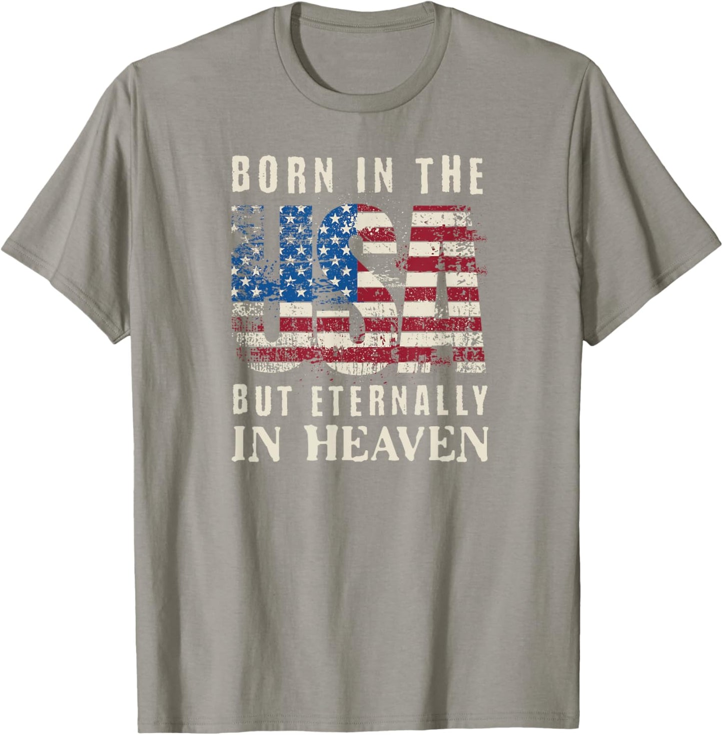 Born in the USA Christian USA Flag Men Women Patriot T-Shirt - T-Shirt | Sand