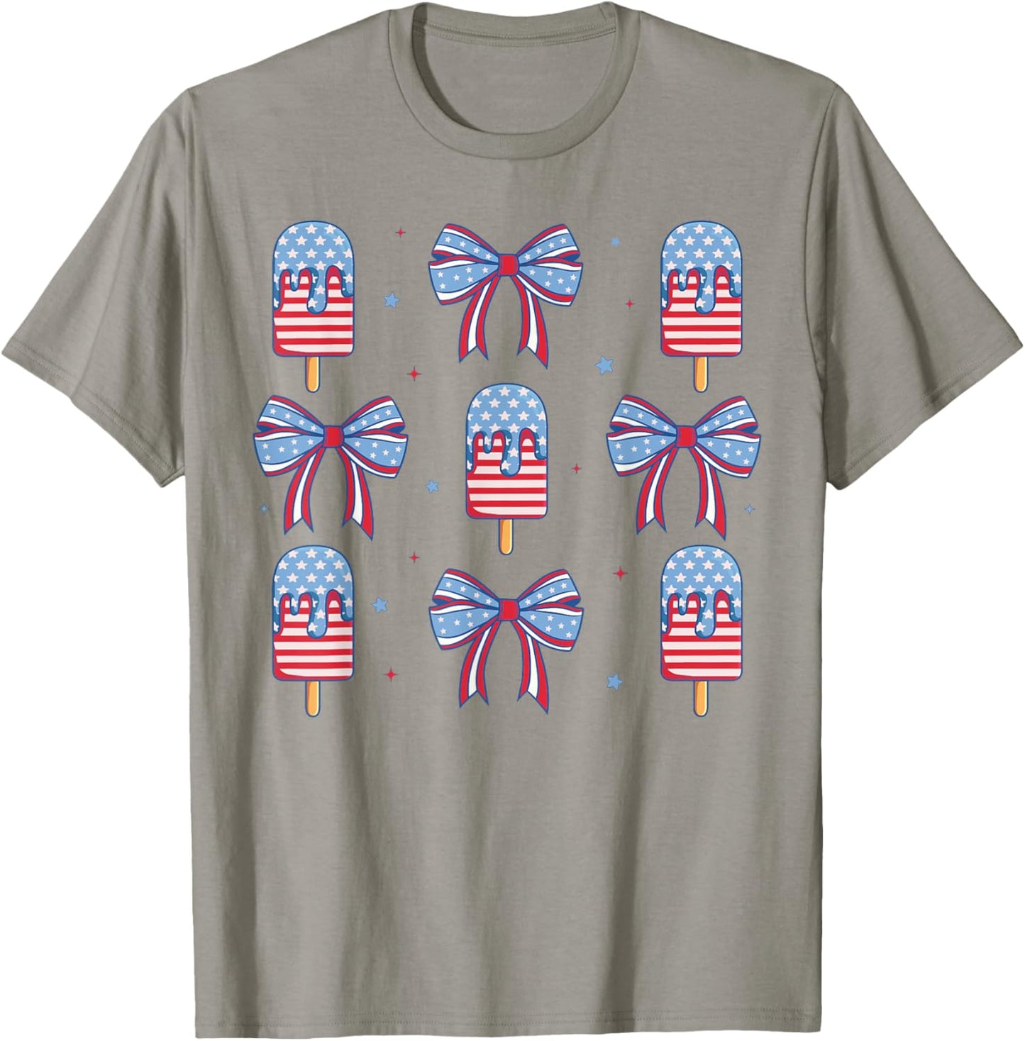 4th of July Cute Popsicle Bows Patriotic Women Kids T-Shirt - T-Shirt | Sand