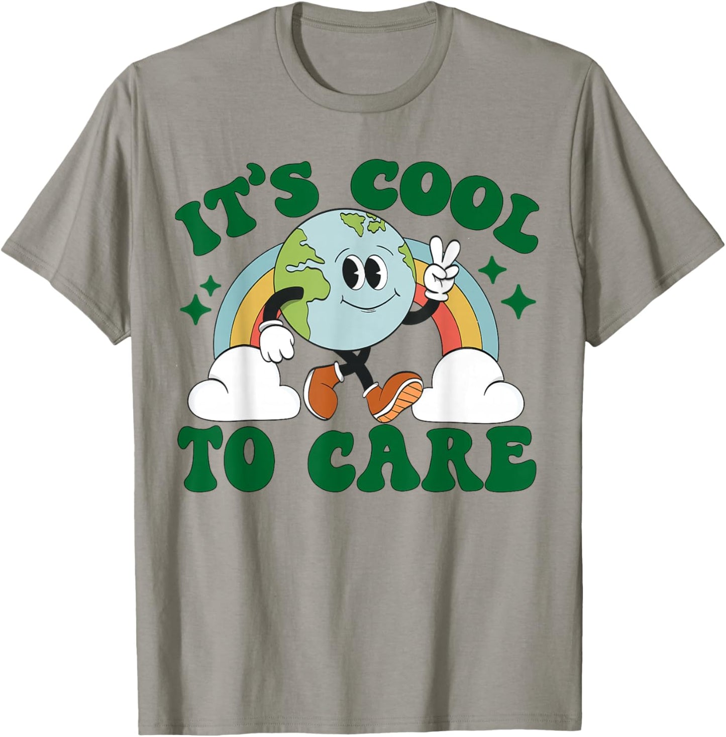 It's Cool To Care Earth Day Groovy 70s Retro Trendy Cute T-Shirt - T-Shirt | Sand
