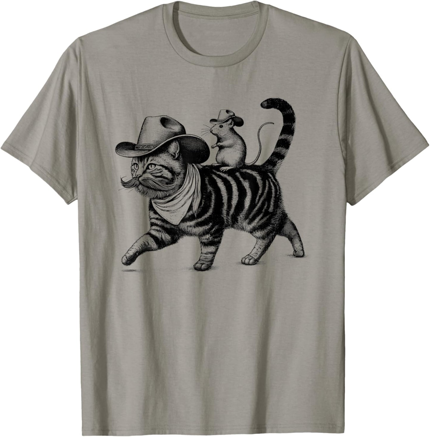 Cowboy Cat Kitten Rat Vintage Retro T-Shirt - T-Shirt | Sand
