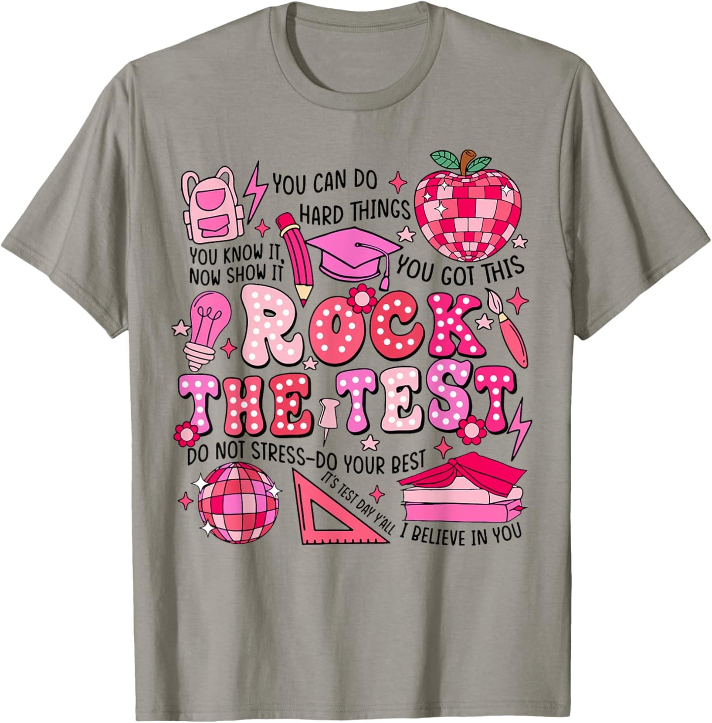 Rock The Test Testing Day Don't Stress Do Your Best Teacher Women Girls Kids T-Shirt - T-Shirt | Sand