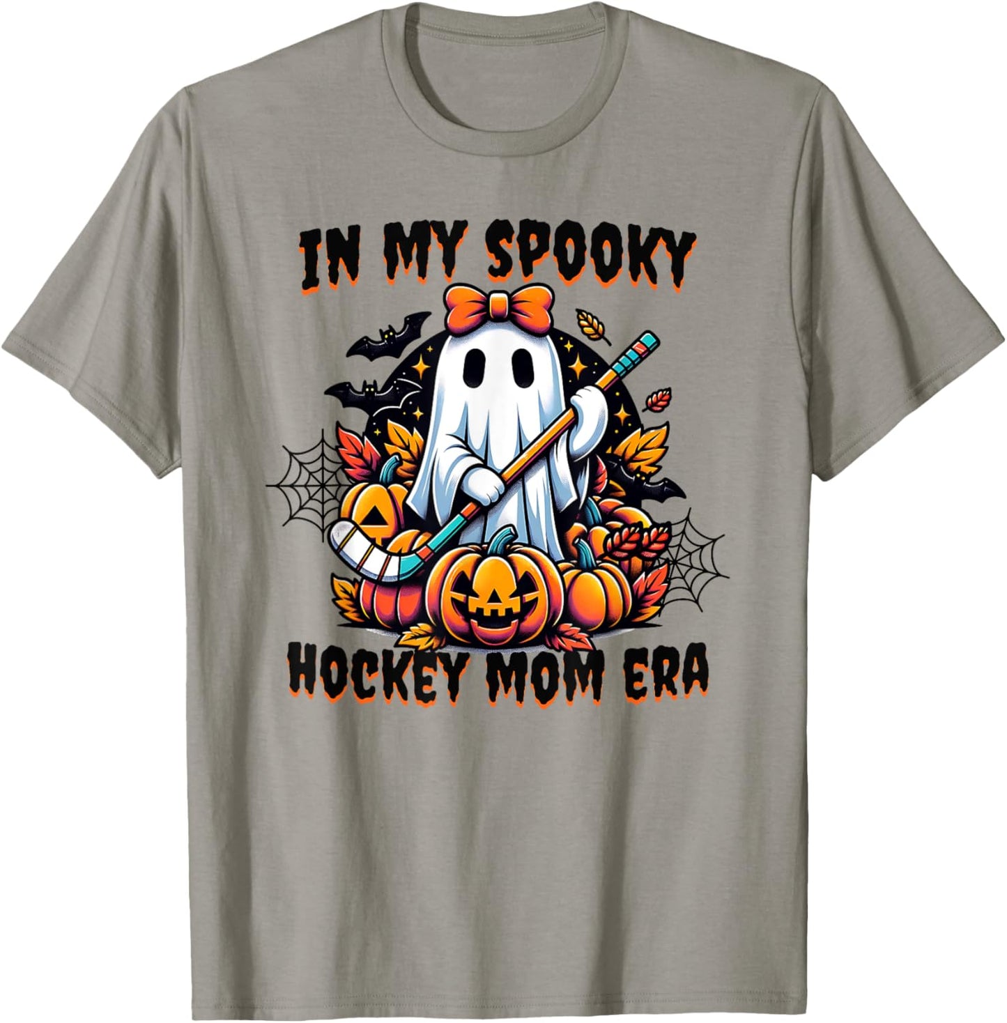 In My Spooky Hockey Mom Era Halloween Coquette Ghost Cute T-Shirt - T-Shirt | Sand