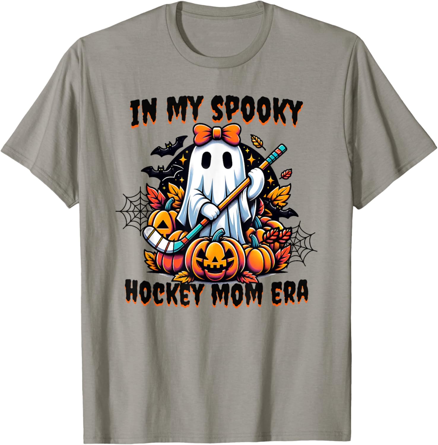 In My Spooky Hockey Mom Era Halloween Coquette Ghost Cute T-Shirt - T-Shirt | Sand