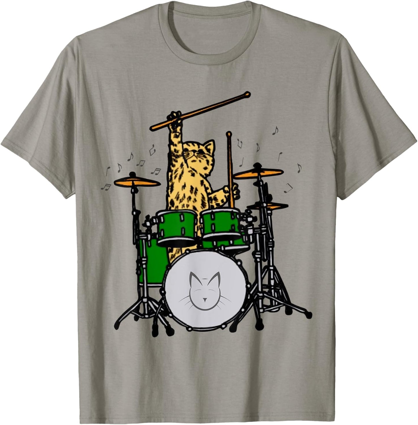 Drummer Cat Music Lover Musician Playing The Drums Shirt T-Shirt - T-Shirt | Sand
