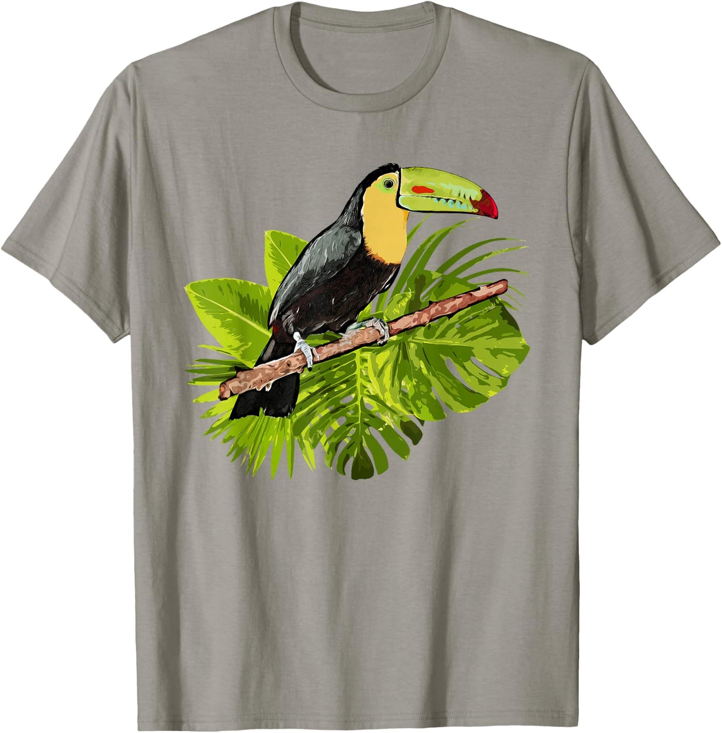 Watercolor Toucan Palm Leaves Rainforest Toucan T-Shirt - T-Shirt | Sand