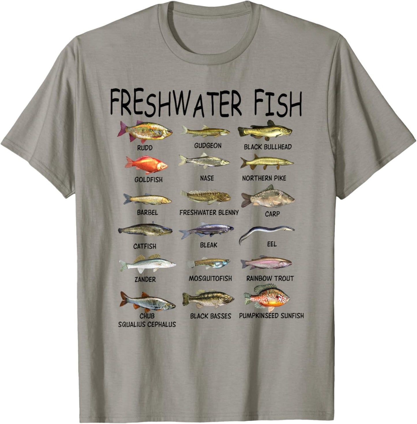 Fish Species Biology Types Of Freshwater Fish Fishing T-Shirt - T-Shirt | Sand