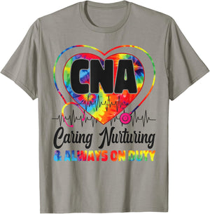 CNA Nurse Certified Nursing Assistant Tie Dye Cna Caring T-Shirt - T-Shirt | Sand