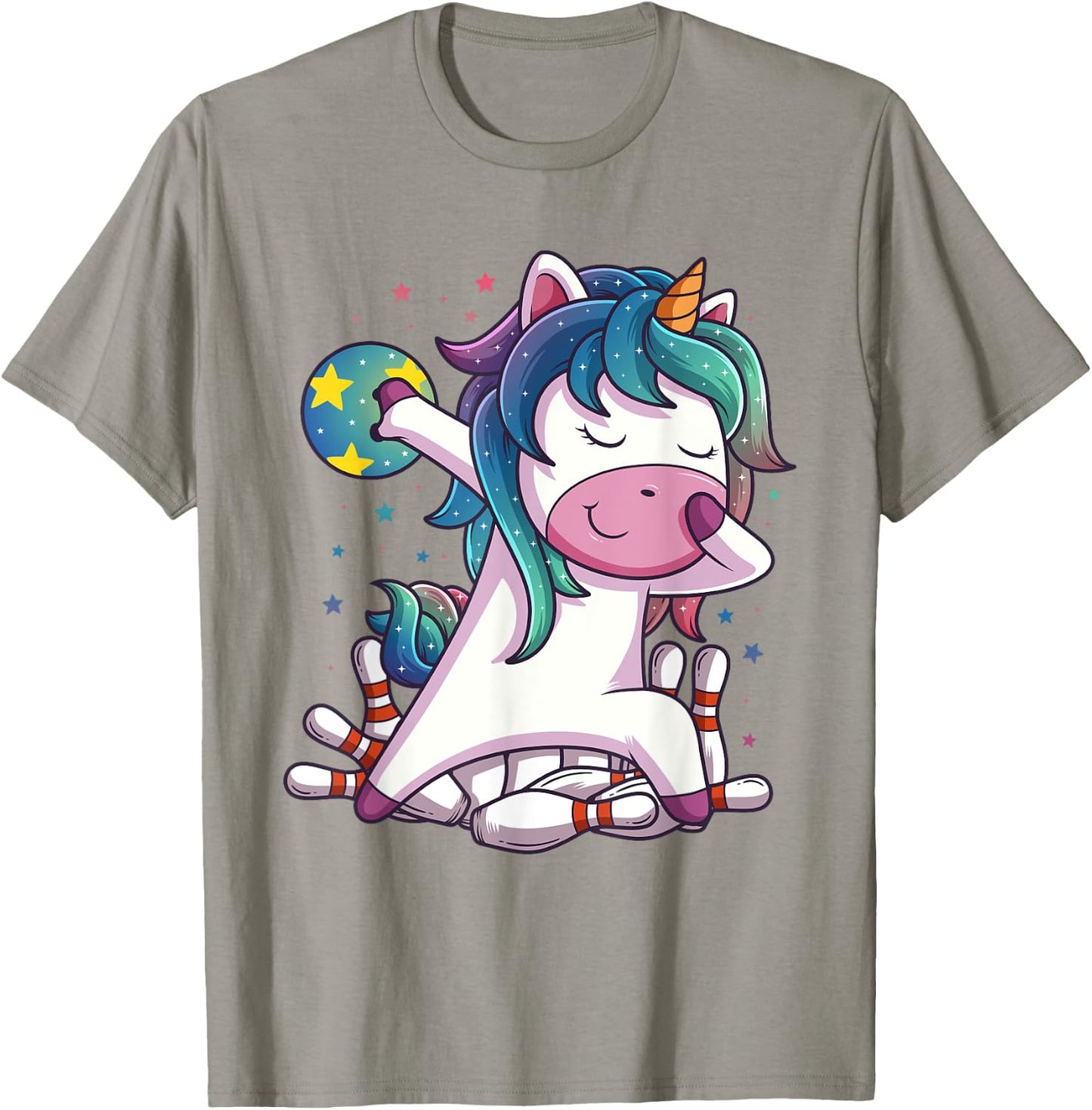 Polka Dot Unicorn Bowling Birthday Party Gift T-Shirt - T-Shirt | Sand