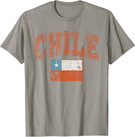 Vintage Retro Faded Chile Flag Chilean Pride T-Shirt - T-Shirt | Sand