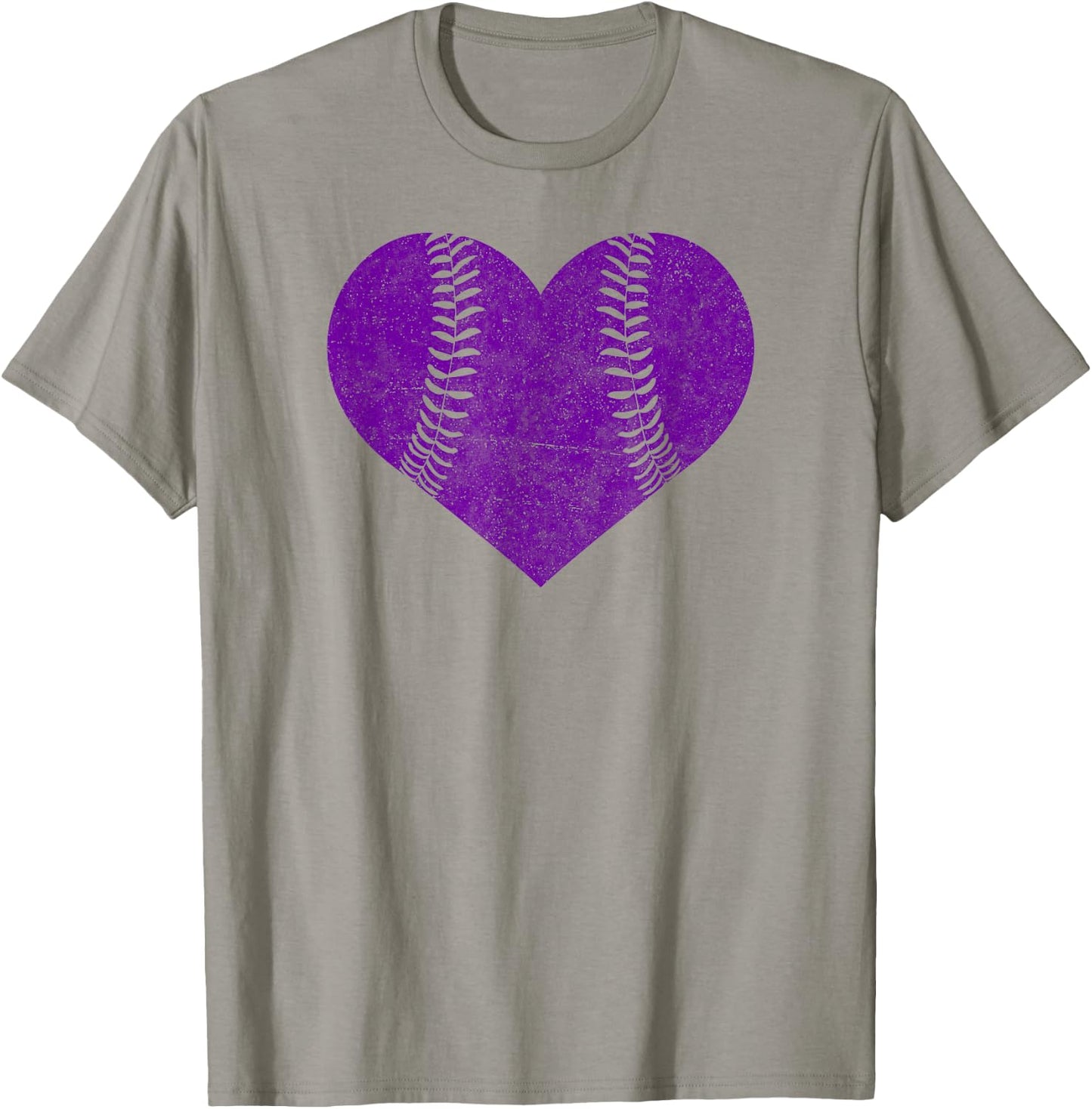 Baseball Heart Softball Mom Matching Team Gift Purple T-Shirt - T-Shirt | Sand