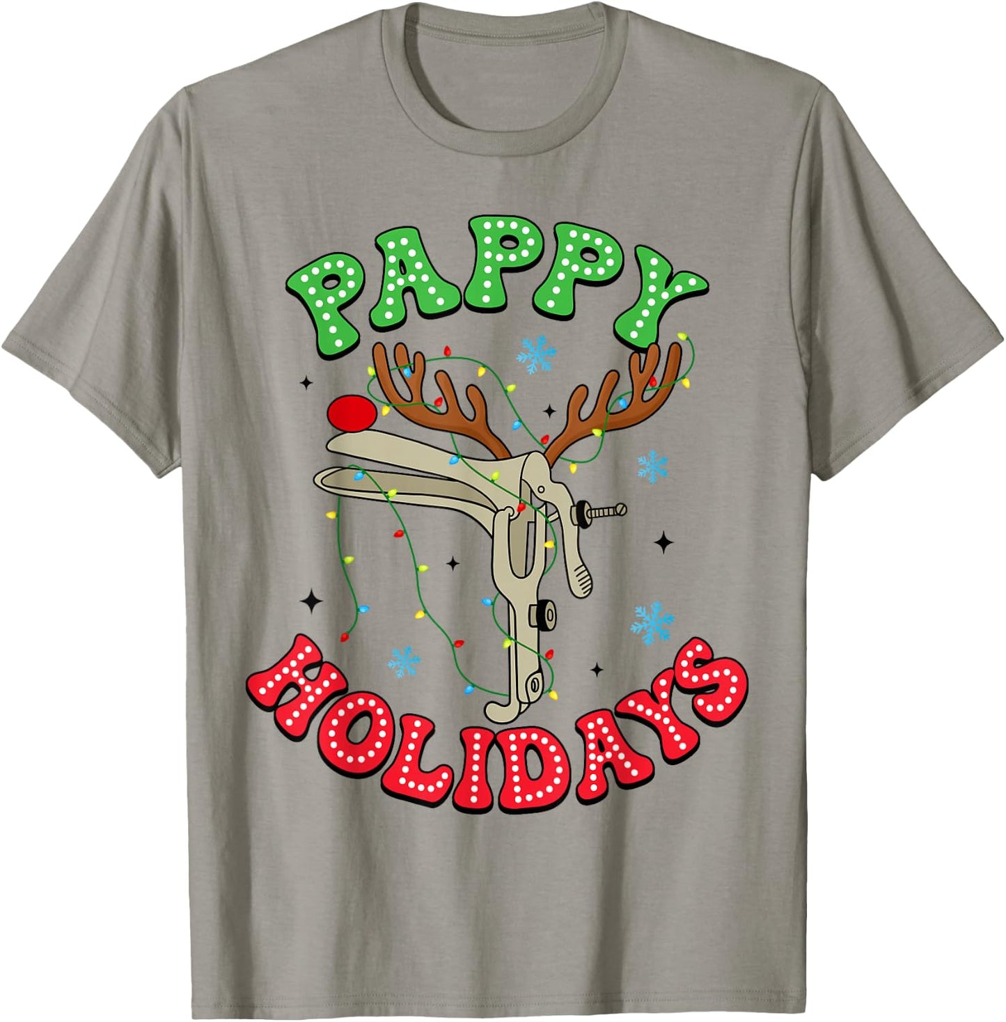 Pappy Holiday Reindeer Speculum Nurse Gynecologist Christmas T-Shirt - T-Shirt | Sand