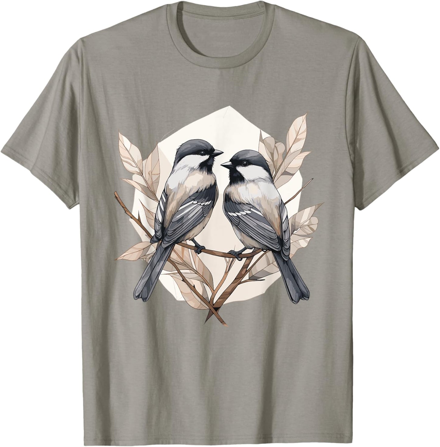 Black capped Chickadee Geometric Patten Art,Cute Bird Lover T-Shirt - T-Shirt | Sand