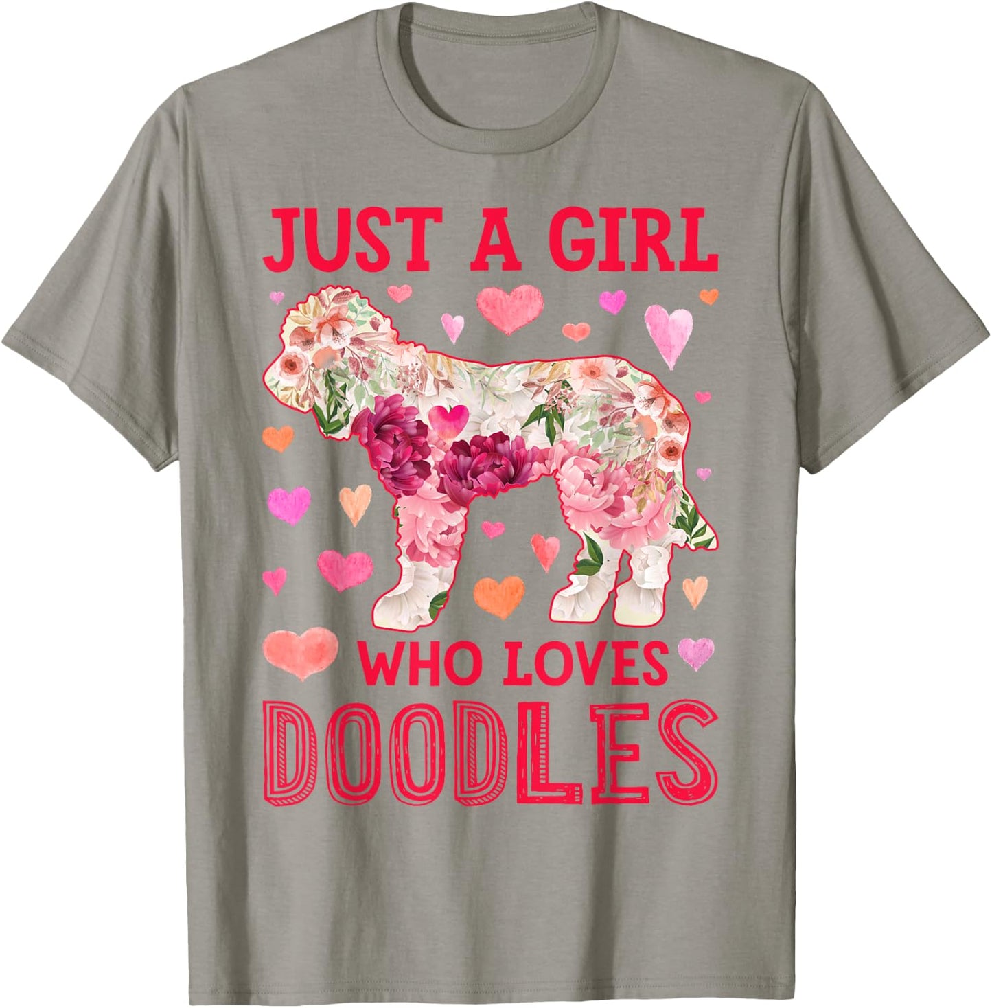 Goldendoodle Just A Girl Who Loves Doodles Dog Flower Floral T-Shirt - T-Shirt | Sand