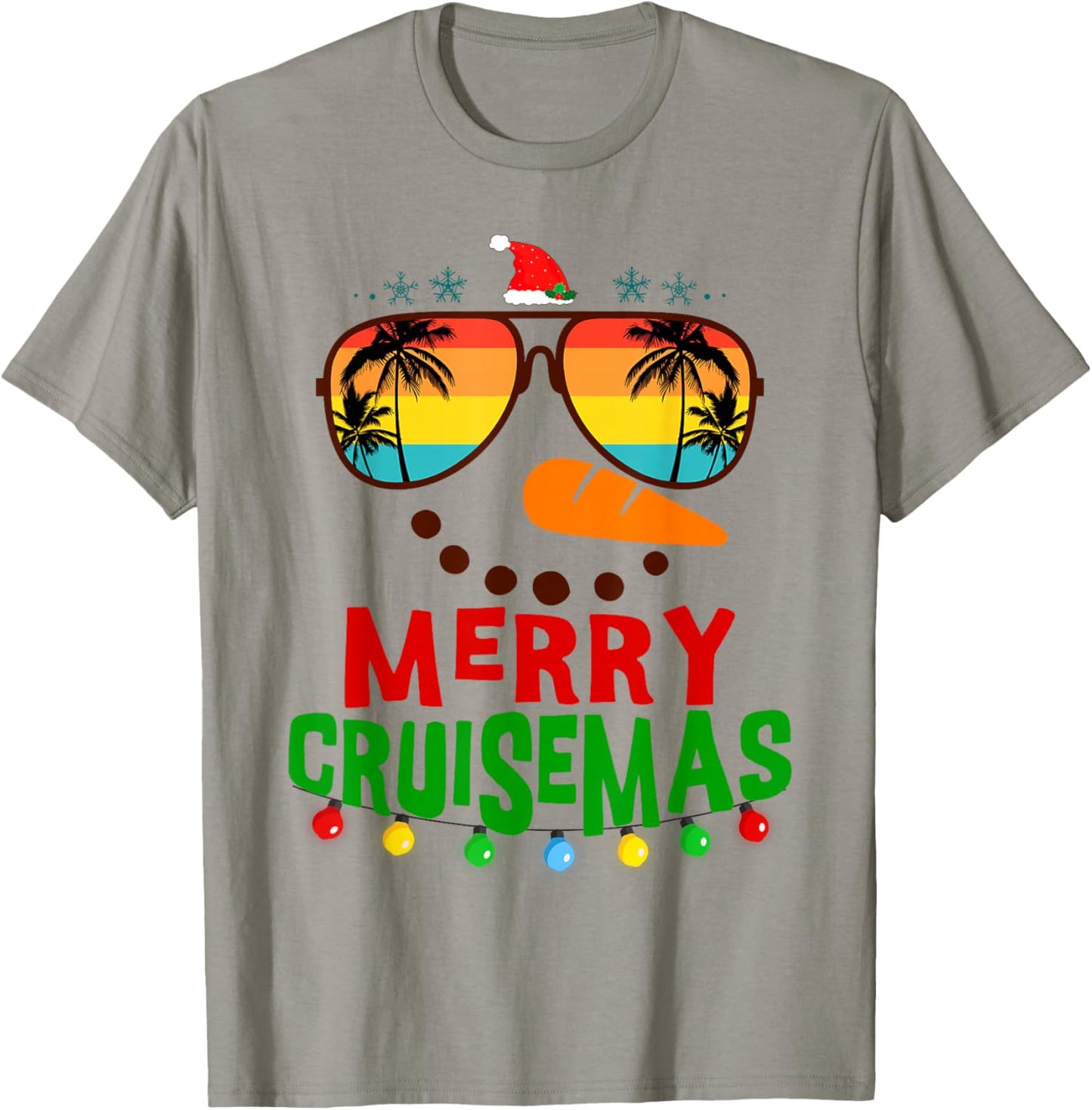Merry Cruisemas 2025 Christmas Santa Snowman Cruise T-Shirt - T-Shirt | Sand
