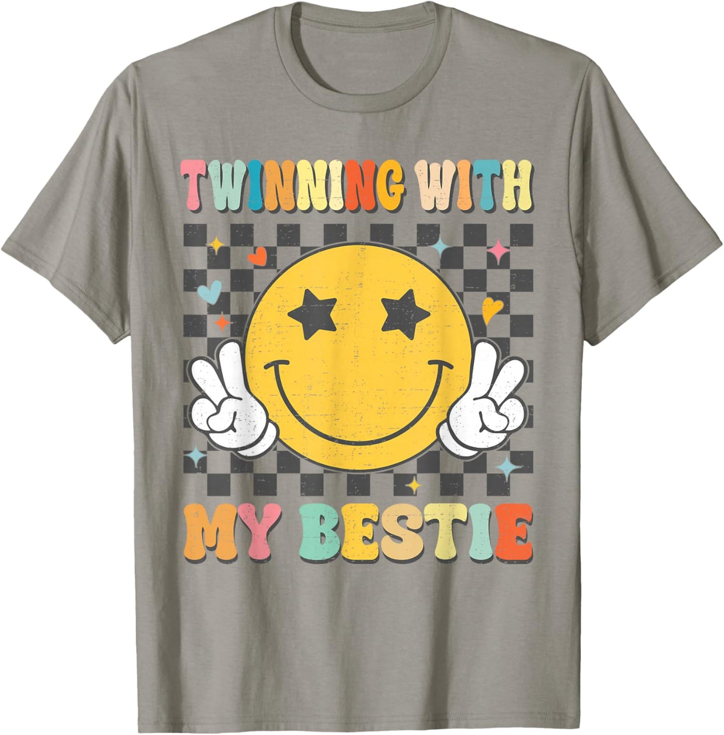 Retro Groovy Twinning With My Bestie Girls Friends Matching T-Shirt - T-Shirt | Sand