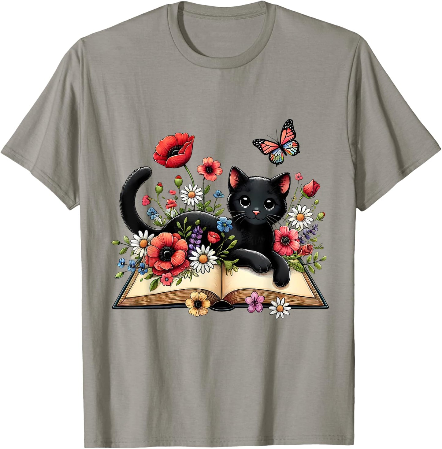 Cat Reading Book Cute Cat And Book Lover Girls Kid T-Shirt - T-Shirt | Sand
