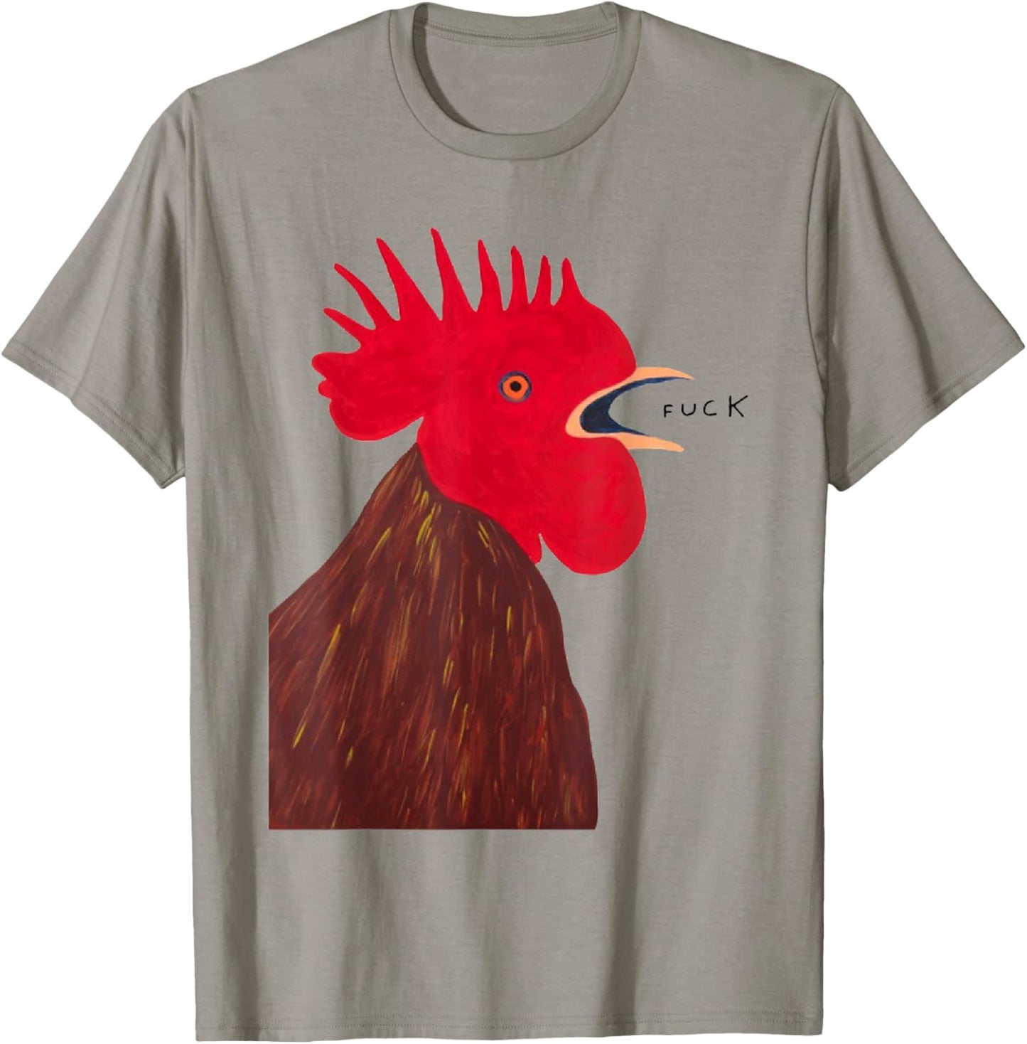 Angry - Chicken Fuck Howling Yelling Art Rooster Painting T-Shirt - T-Shirt | Sand