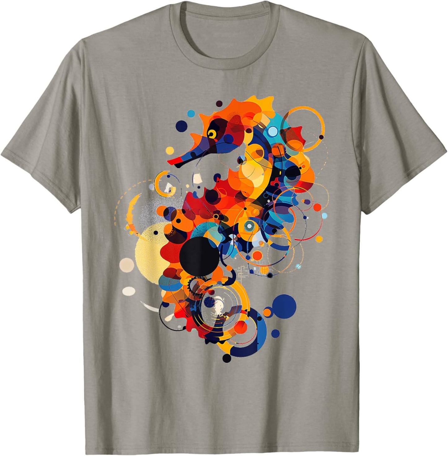 Seahorse Abstract Animal Geometric Art Seahorse T-Shirt - T-Shirt | Sand
