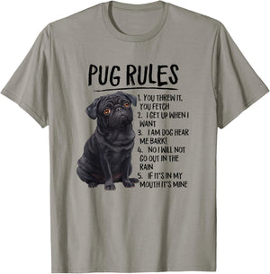 Funny & Rules Black Pug Lover T-Shirt - T-Shirt | Sand