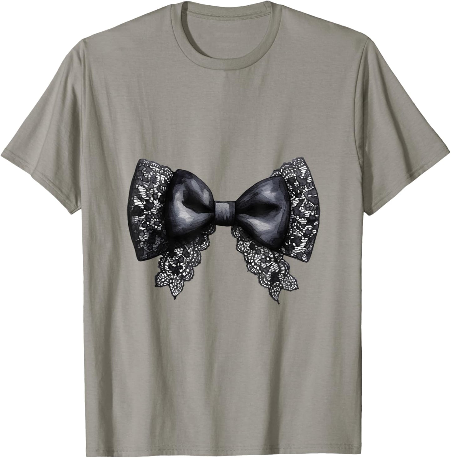 Black Lace Bow Design Girly T-Shirt - T-Shirt | Sand