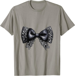 Black Lace Bow Design Girly T-Shirt - T-Shirt | Sand