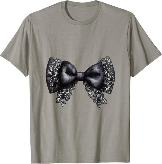 Black Lace Bow Design Girly T-Shirt - T-Shirt | Sand