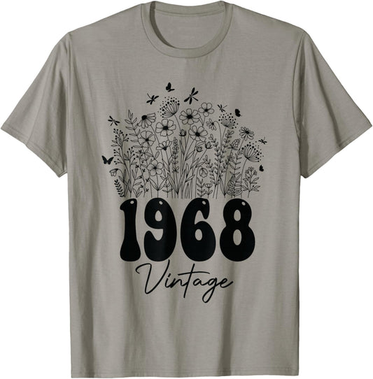 57 Years Old Vintage 1968 57th Women Birthday Wildflower T-Shirt - T-Shirt | Sand