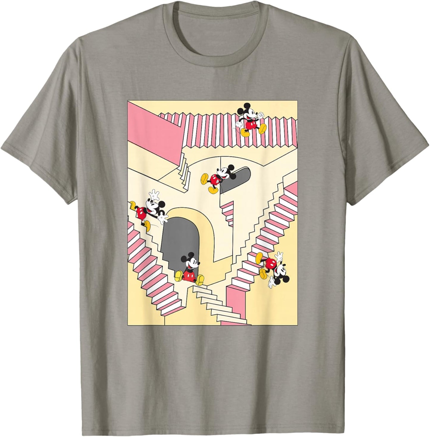 Disney Mickey And Friends M.C. Escher Stairway Mickey Poster T-Shirt - T-Shirt | Sand