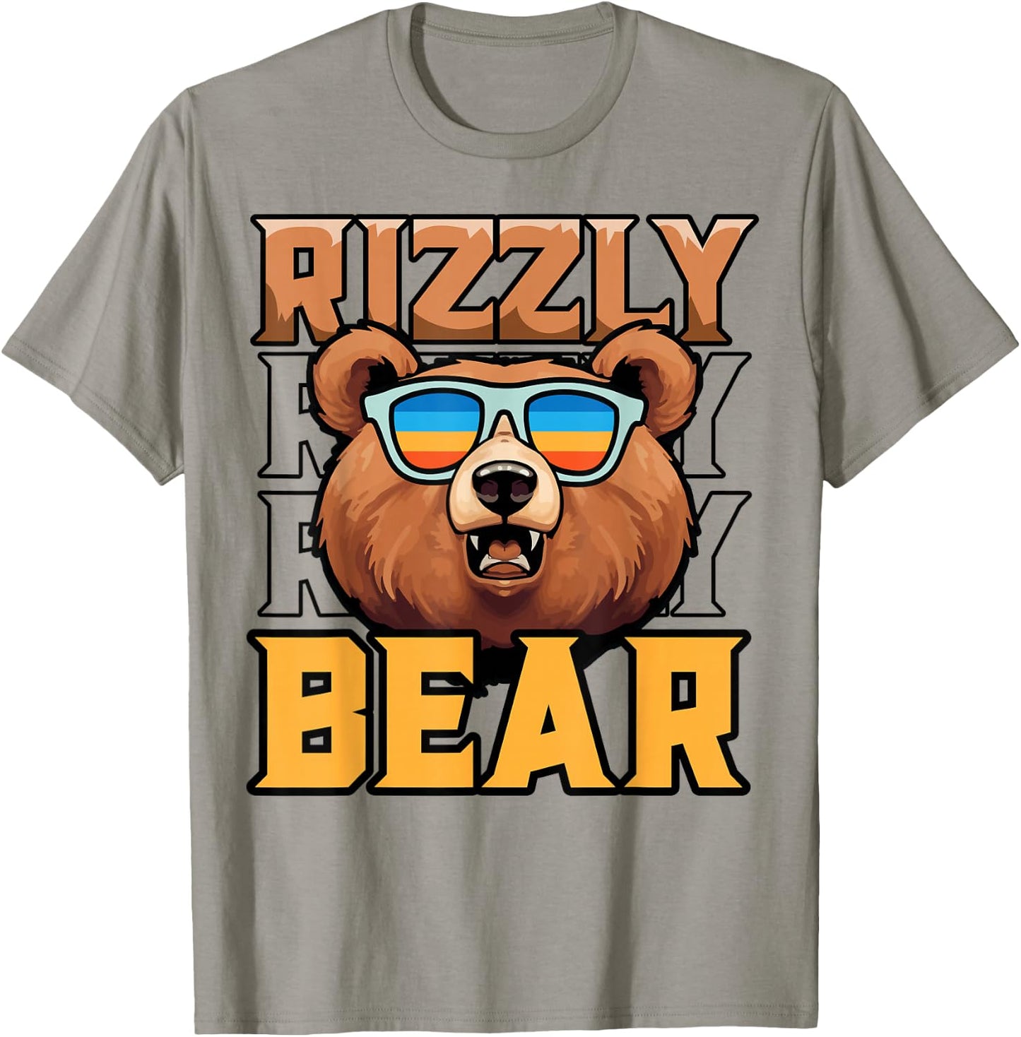 Rizzly Bear Funny Rizz Meme Grizzly Bear Lover T-Shirt - T-Shirt | Sand