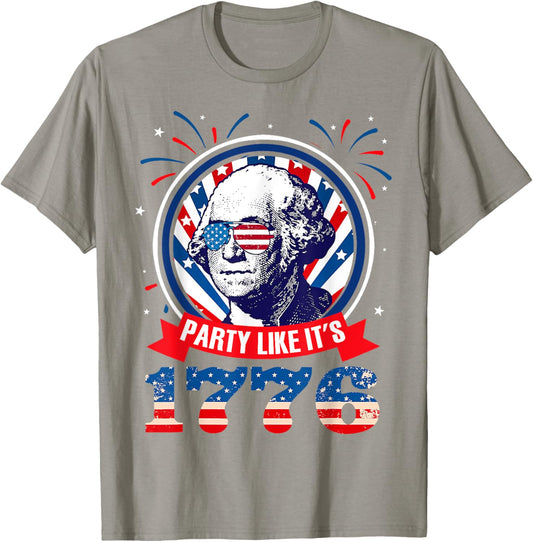 Funny Party Like It Is 1776 4th of July George Washington Men T-Shirt - T-Shirt | Sand