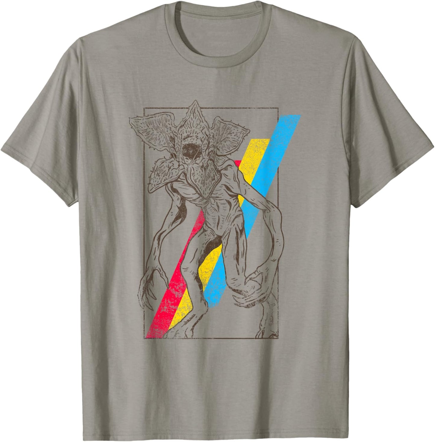 Stranger Things Rainbow Demogorgon Vintage Distressed Poster T-Shirt - T-Shirt | Sand