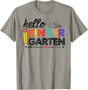 Cute Hello Kindergarten - Kids Teacher Back to School T-Shirt - T-Shirt | Sand